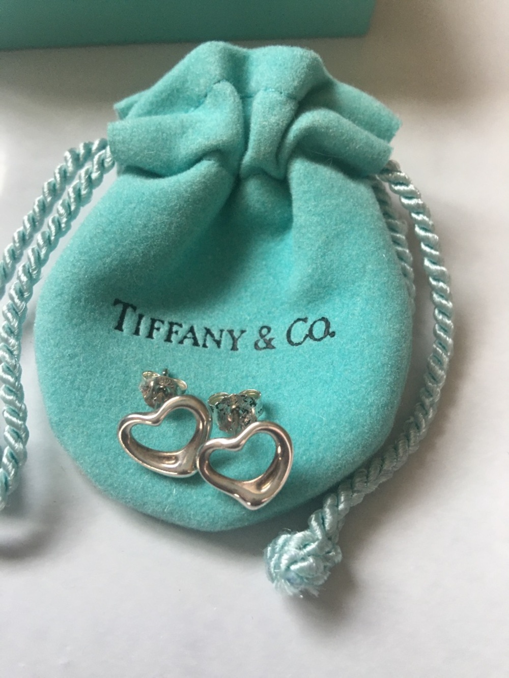 Tiffany & Co Open Heart Earrings Silver